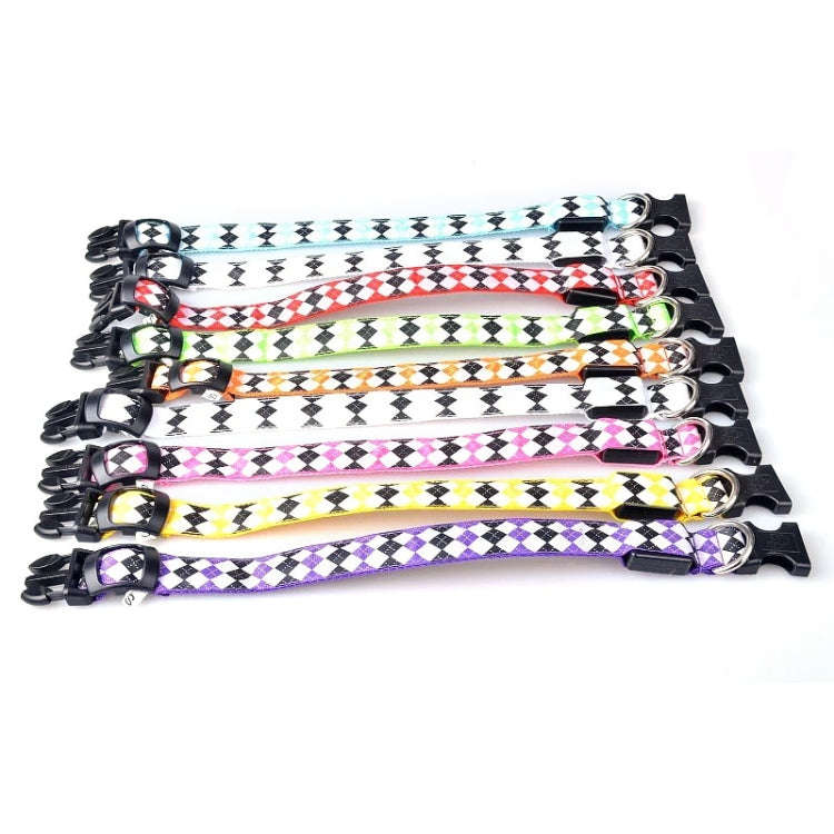 Plaid Pattern Rechargeable LED Glow Light Leads Pet Dog Collar for Small Medium Dogs, Size:L(Red)