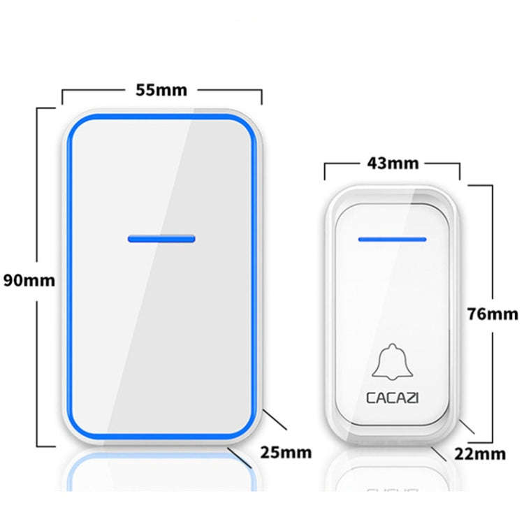 CACAZI A68-2 One to Two Wireless Remote Control Electronic Doorbell Home Smart Digital Wireless D...