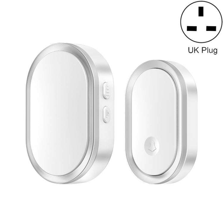 CACAZI A99 Home Smart Remote Control Doorbell Elderly Pager, Style:UK Plug(Silver)