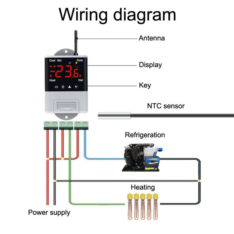 DTC-1201 NTC Sensor WiFi Intelligent Aquarium Fish Tank Hatch Central Air Conditioning Temperatur...