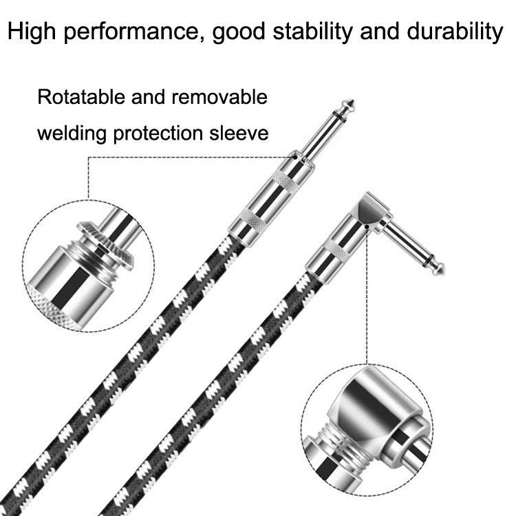 0.15m 1 Straight Head +1 Elbow Head 6.35mm Guitar Cable Oxygen-Free Copper Core TS Large Two-core...