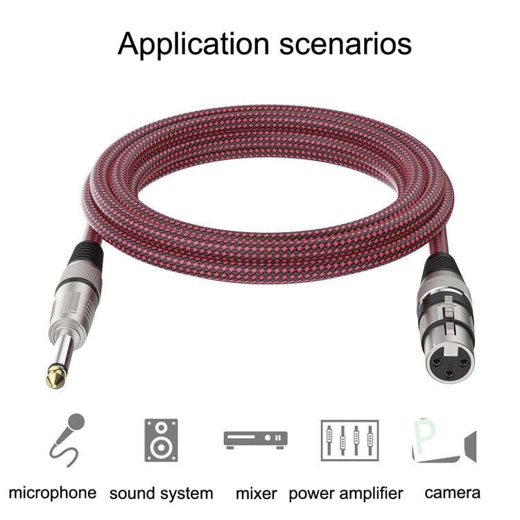3m Red and Black Net TRS 6.35mm Male To Caron Female Microphone XLR Balance Cable
