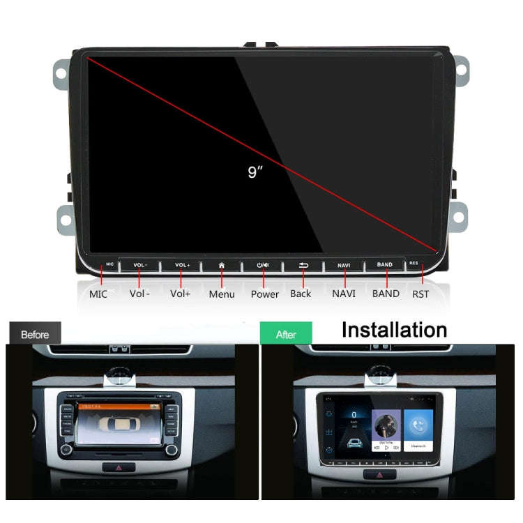 A3041 For Volkswagen 2+64G 9-inch Central Control Large Screen With Carplay Car Android10.0 Navig...