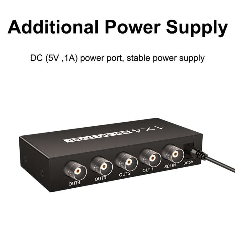 1 In 4 Out SD-SDI / HD-SDI / 3G-SDI Distribution Amplifier Video SDI Splitter(US Plug)