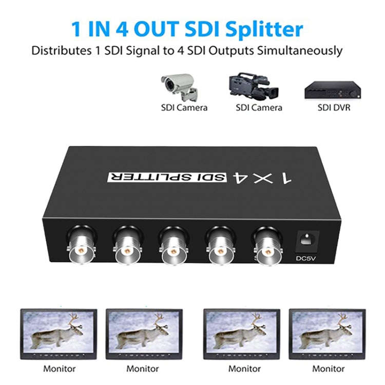 1 In 4 Out SD-SDI / HD-SDI / 3G-SDI Distribution Amplifier Video SDI Splitter(US Plug)
