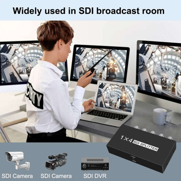 1 In 4 Out SD-SDI / HD-SDI / 3G-SDI Distribution Amplifier Video SDI Splitter(US Plug)
