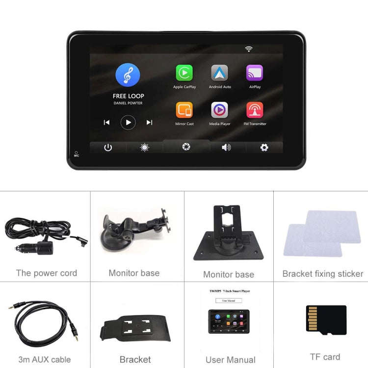 A3135 7 Inch HD Wired Smart Screen With Wireless CarPlay + Android Auto + Android With With 16G M...