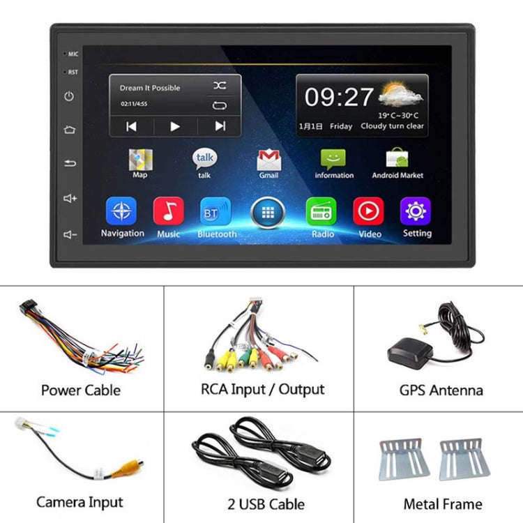 A2222KT 7 Inch Android Navigation WiFi Version 2+64G GPS Bluetooth 2.5D Screen Car Central Contro...