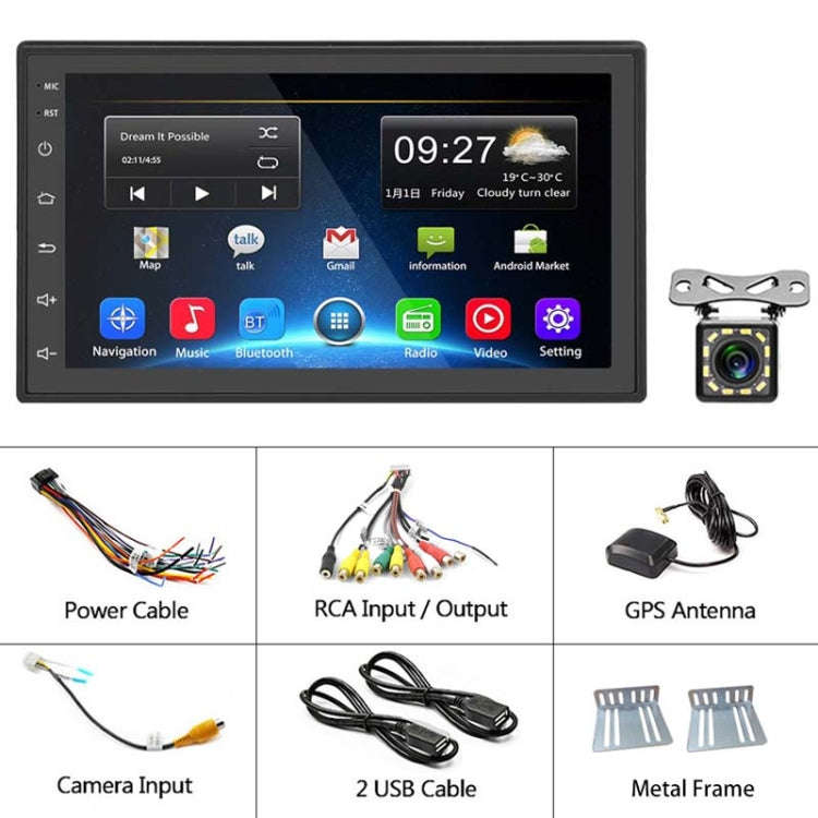 A2222KT 7 Inch Android Navigation WiFi Version 2+64G GPS Bluetooth 2.5D Screen Car Central Contro...