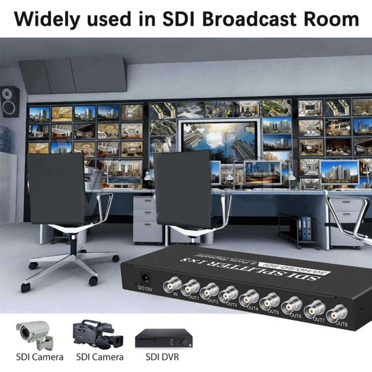 1 In 8 Out SD-SDI / HD-SDI / 3G-SDI Distribution Amplifier Video SDI Splitter(EU Plug)