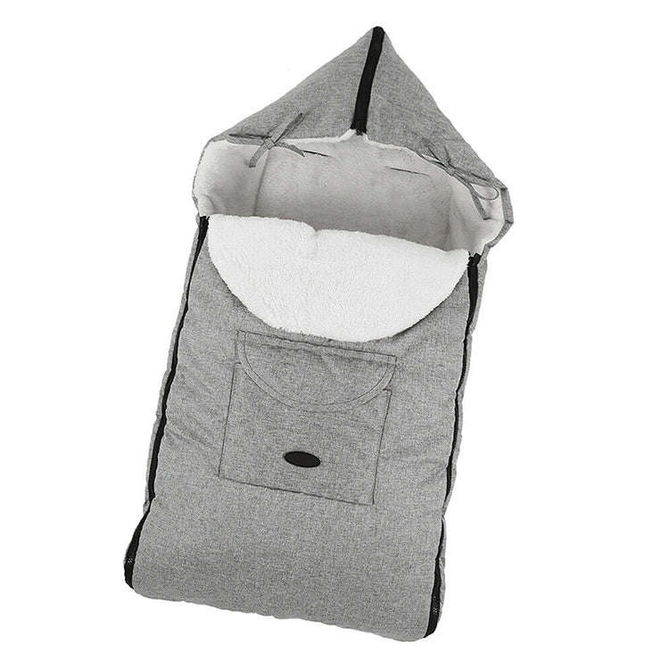Baby Stroller Sleeping Bag Autumn and Winter Windproof Warm Foot Cover Baby Stroller(Linen Grey S...