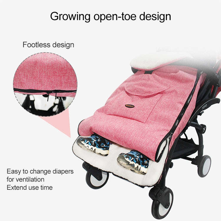 Baby Stroller Sleeping Bag Autumn and Winter Windproof Warm Foot Cover Baby Stroller(Linen Grey S...