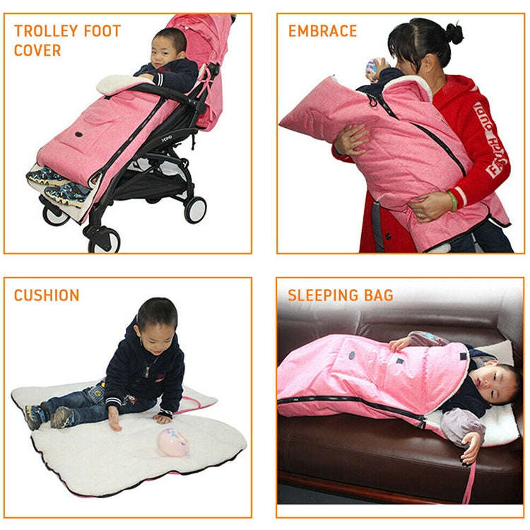 Baby Stroller Sleeping Bag Autumn and Winter Windproof Warm Foot Cover Baby Stroller(Linen Grey S...