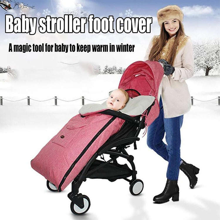Baby Stroller Sleeping Bag Autumn and Winter Windproof Warm Foot Cover Baby Stroller(Linen Grey S...