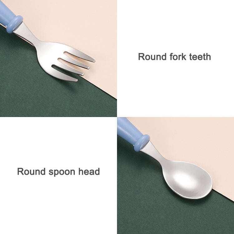 3 PCS/ Set 304 Stainless Steel Spoon and Fork Box Cute Baby Kindergarten Tableware Set(Pink)