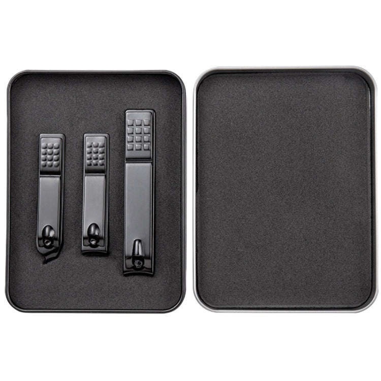 3 in 1 Black Color Titanium Nail Shear Set Exfoliating Manicure Tool, Style:Black (Iron Box)