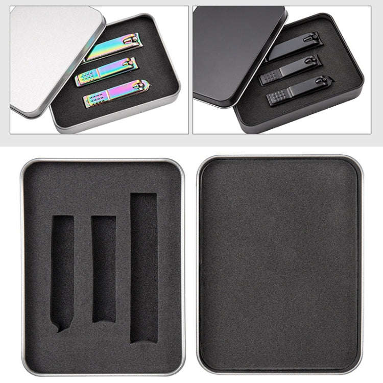 3 in 1 Black Color Titanium Nail Shear Set Exfoliating Manicure Tool, Style:Black (Iron Box)