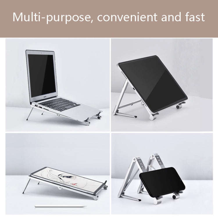 Oatsbasf 03040 Metal Mini Notebook Stand Aluminum Alloy Computer Cooling Folding Bracket(Grey)