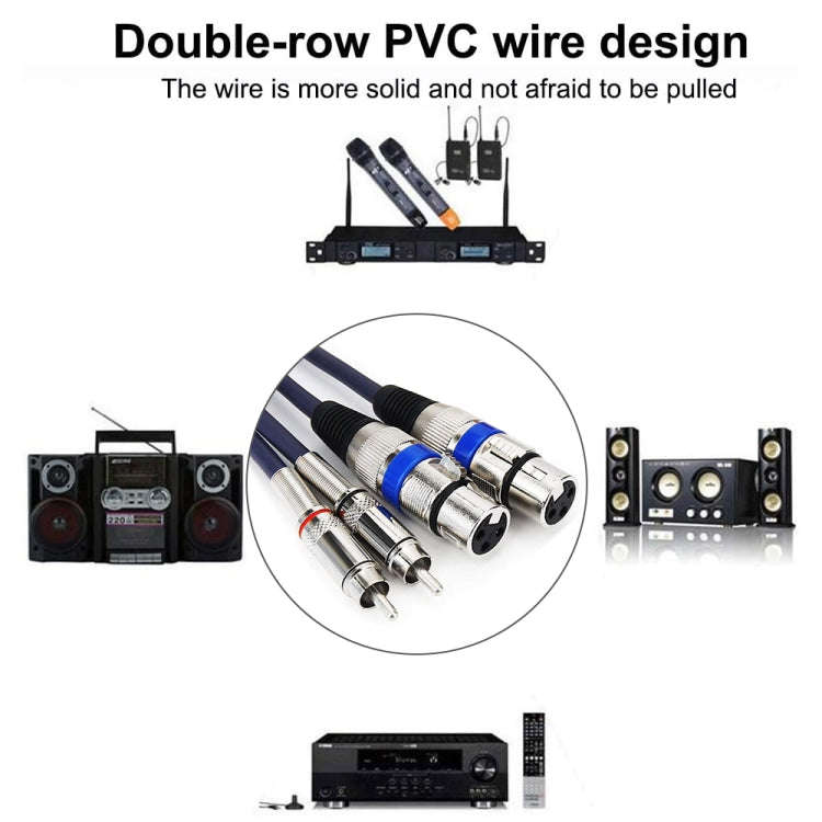 2RCA Male 2XLR Caron Female Speaker Audio Balance Cable, Length:3m
