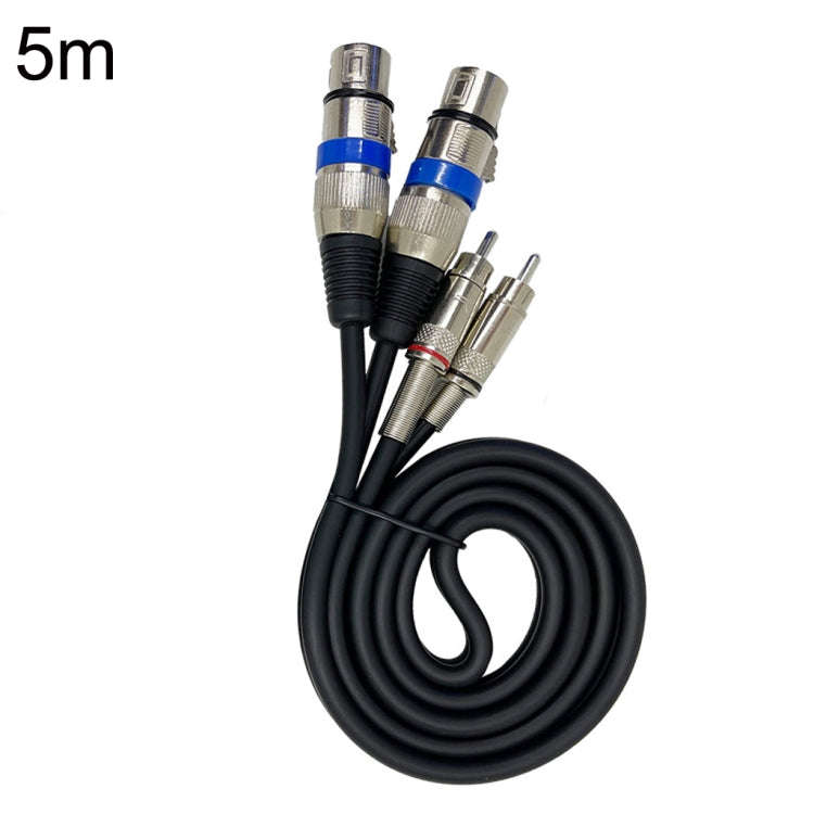 2RCA Male 2XLR Caron Female Speaker Audio Balance Cable, Length:5m
