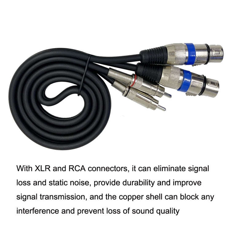 2RCA Male 2XLR Caron Female Speaker Audio Balance Cable, Length:5m