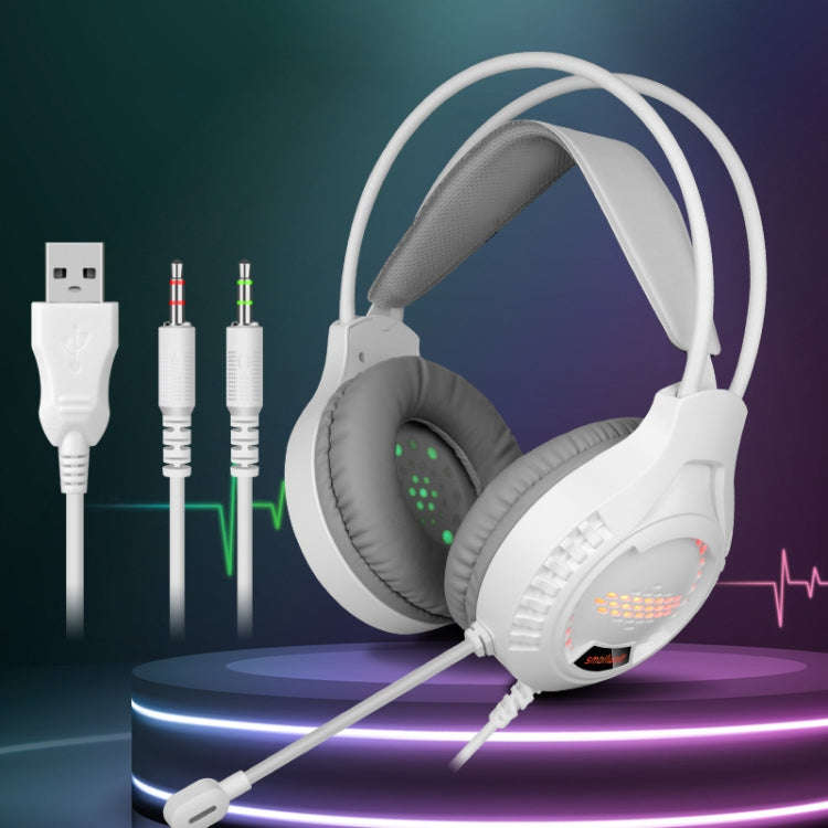 Smailwolf AK3 3.5mm Double Plug Version Game Wired Luminous Desktop Computer Headset(White)