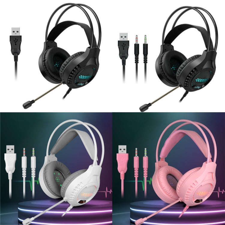 Smailwolf AK3 3.5mm Double Plug Version Game Wired Luminous Desktop Computer Headset(White)