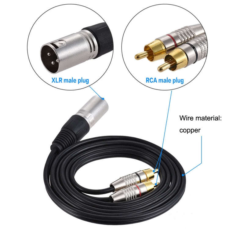 XLR Male To 2RCA Male Plug Stereo Audio Cable, Length:, Length:8m