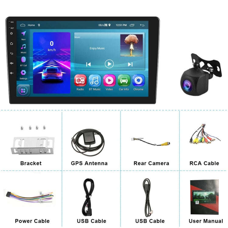A3196 10 Inch Car Android Large Screen Navigation Central Control Screen 2+64G Player with CarPla...