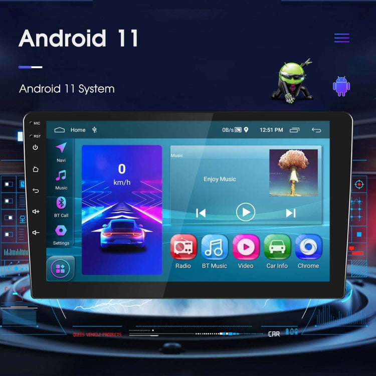 A3196 10 Inch Car Android Large Screen Navigation Central Control Screen 2+64G Player with CarPla...