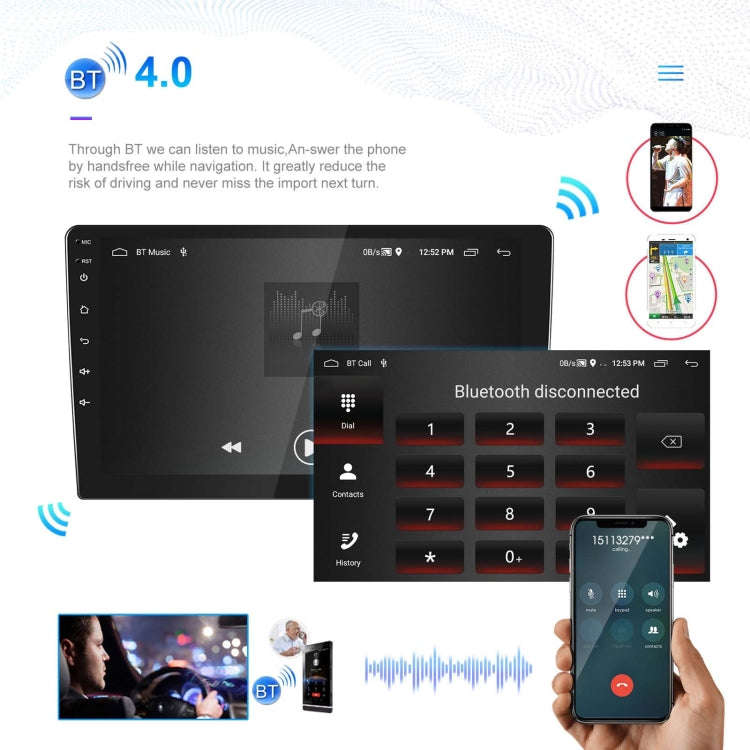 A3196 10 Inch Car Android Large Screen Navigation Central Control Screen 2+64G Player with CarPla...