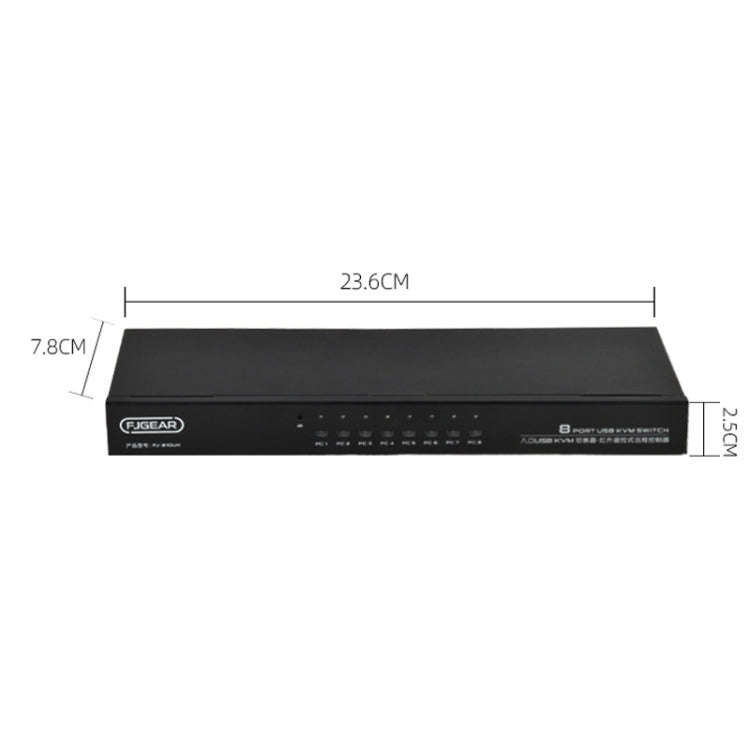 FJGEAR FJ-810UK 8 In 1 Out USB KVM Switcher With Desktop Switch, Plug Type:EU Plug(Black)