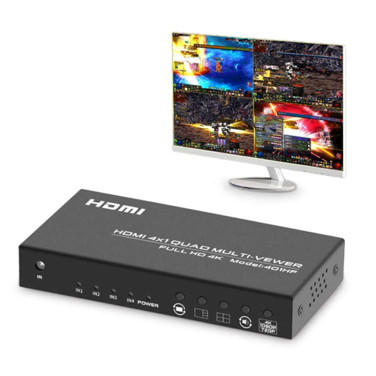 FJGEAR FJ-401HF 4 In 1 Out 4K HDMI Splitter Supports Four Screen Segmentation, Plug Type:US Plug(...