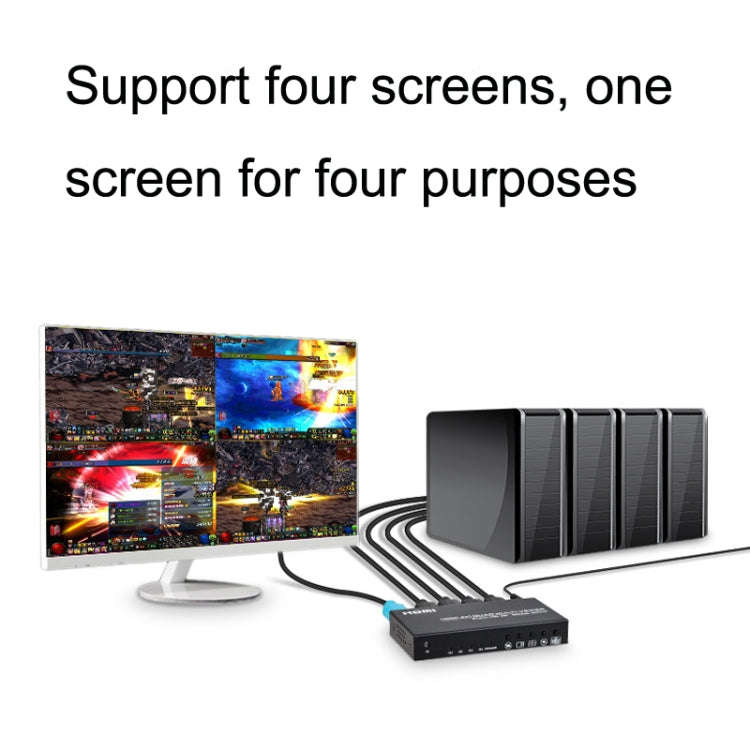 FJGEAR FJ-401HF 4 In 1 Out 4K HDMI Splitter Supports Four Screen Segmentation, Plug Type:US Plug(...