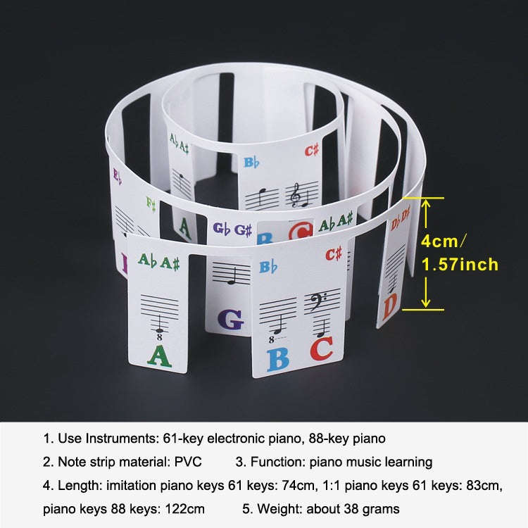 Children Beginner Piano Keyboard Color Stickers Musical Instrument Accessories, Style: Piano Keys...