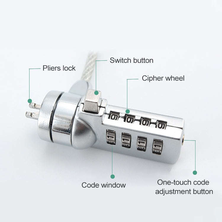 Four Digit Computer Lock Notebook Universal Anti-theft Password Lock, Size:Diameter 3.5 mm Length...