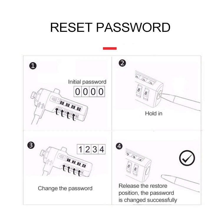 Four Digit Computer Lock Notebook Universal Anti-theft Password Lock, Size:Diameter 3.5 mm Length...