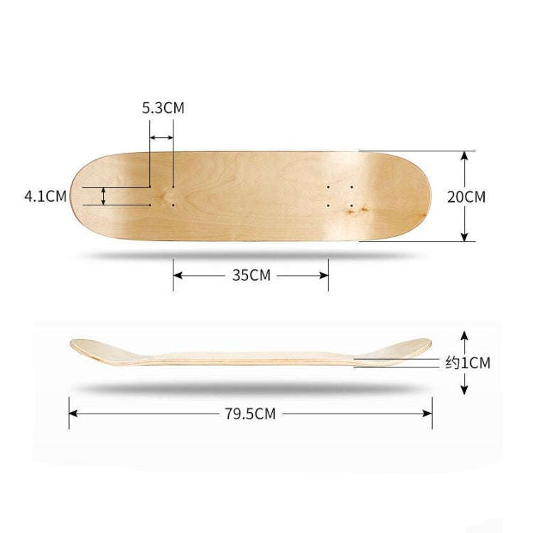 Four-wheeled Skateboard 8-layer Maple Double Raised Skateboard Surface Roughcast Board, Size:31 x...