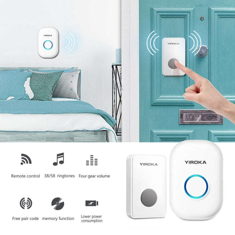 Yiroka Wireless Doorbell Smart Doorbell Digital Doorbell for the Elderly, Plug type:EU Plug