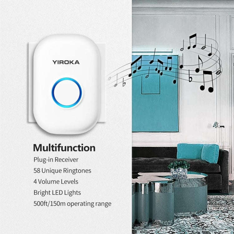 Yiroka Wireless Doorbell Smart Doorbell Digital Doorbell for the Elderly, Plug type:EU Plug