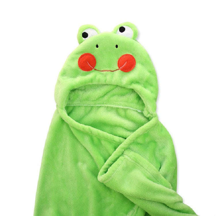 Baby Animal Shape Hooded Cape Bath Towel, Size:100×75cm(Red-Faced Frog)
