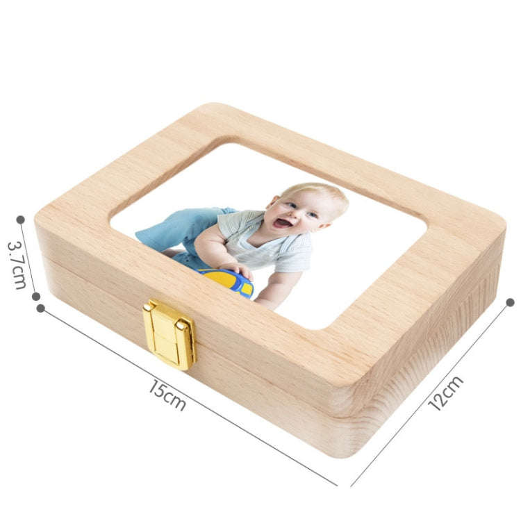 Wooden Photo Frame Boy and Girl Baby Hair Infant Tooth Box Children Tooth Storage Box Souvenir Gi...