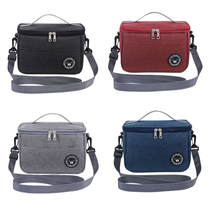 Thermal Lunch Box Bag Durable Waterproof Office Cooler Lunchbox with Strap M(Dark Red)