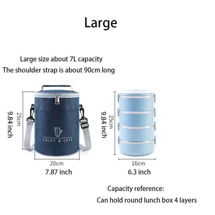 Round Lunch Bag Insulated Lunch Box Foldable & Portable Lunch Tote L(Wine Red)
