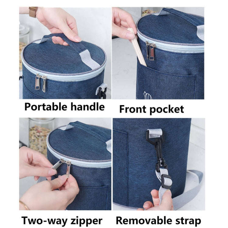 Round Lunch Bag Insulated Lunch Box Foldable & Portable Lunch Tote M(Tibetan)