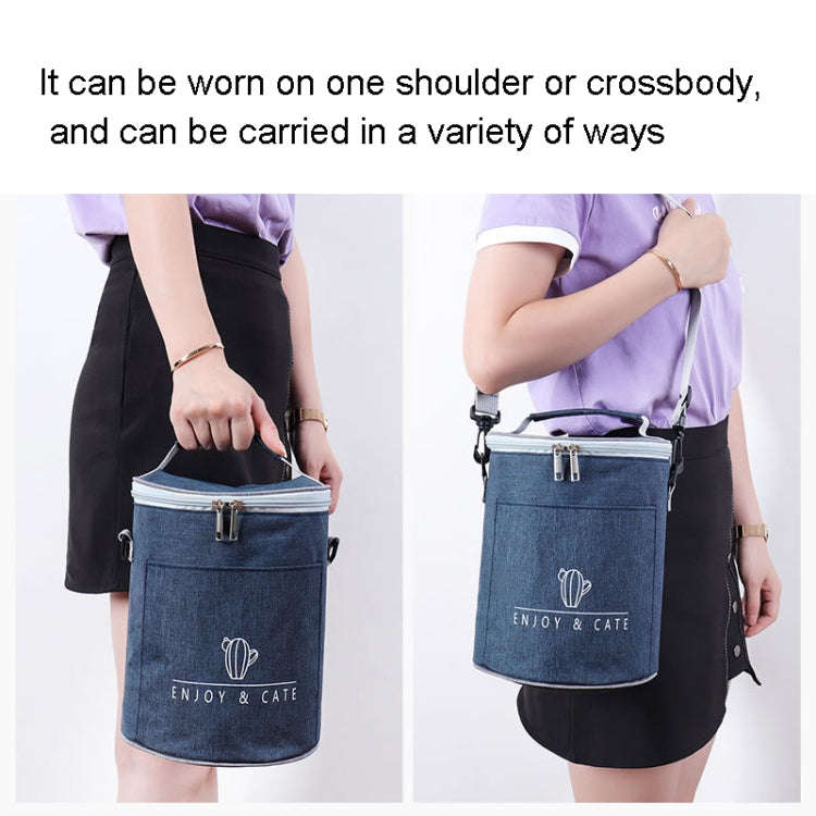 Round Lunch Bag Insulated Lunch Box Foldable & Portable Lunch Tote M(Tibetan)