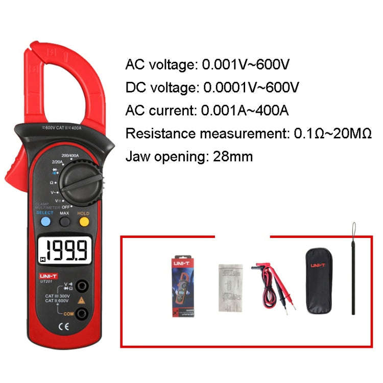 UNI-T UT201 400A Digital Clamp Multimeter AC/DC Voltage Detector