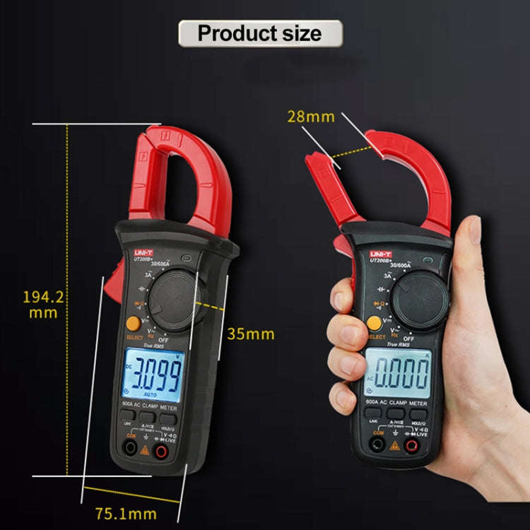 UNI-T  UT200A+ 400A Digital Clamp Multimeter AC/DC Voltage Detector Frequency Resistance Tester