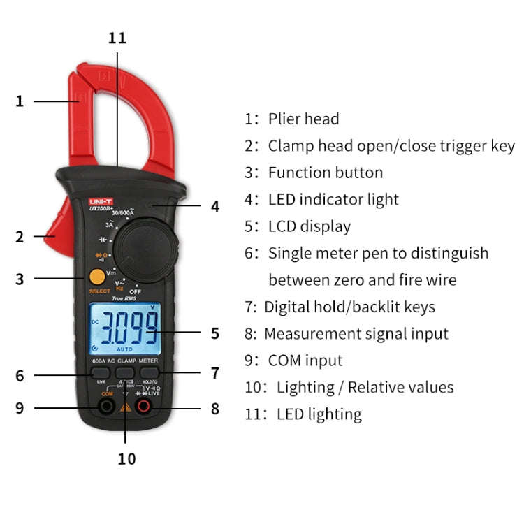 UNI-T  UT200A+ 400A Digital Clamp Multimeter AC/DC Voltage Detector Frequency Resistance Tester
