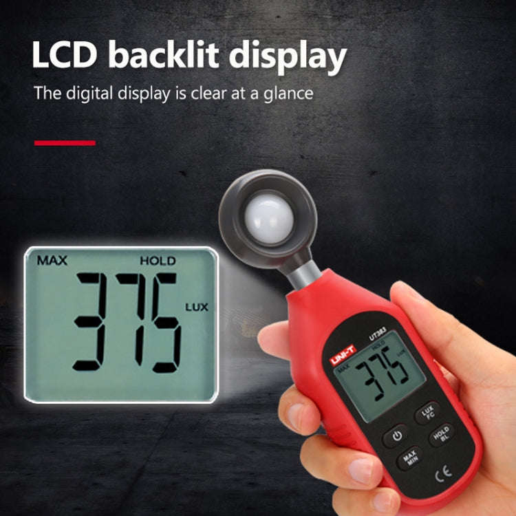 UNI-T UT383 200,000 LUX Digital Luxmeter Luminance Light Meter With LCD Backlit Display